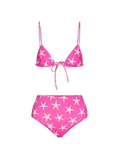 Valentino Women's Lycra Starfish Bikini In Ivory Pink