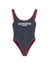 Valentino Garavani Lycra Swimsuit With Cherryfic Print In Blue