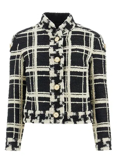 VALENTINO WOMEN'S MACRO CHECK TWEED CABAN
