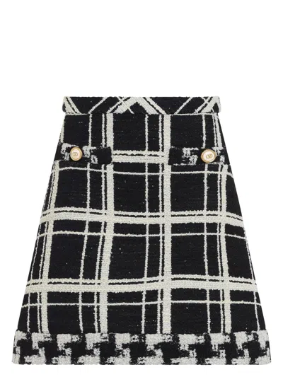VALENTINO WOMEN'S MACRO CHECK TWEED MINI SKIRT