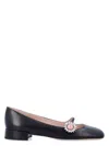 Valentino Embellished Leather Mary Jane Flats In Black