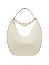 Valentino Garavani Women's Maxi Vlogo Moon Nappa Leather Hobo Bag With Chain In Ivory