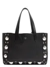 Valentino Nellcôte Medium Shopping Bag In Garnet Calfskin In Black