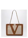 Valentino Garavani Garavani Viva Superstar Medium Canvas Shopping Bag Woman Natural/spice Uni In Beige