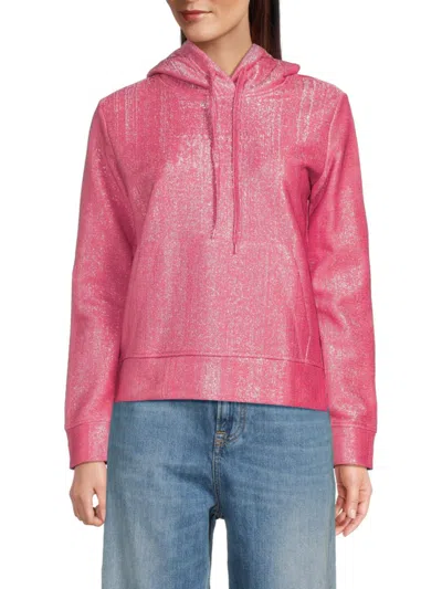 Valentino Women's Metallic Hoodie In Pink