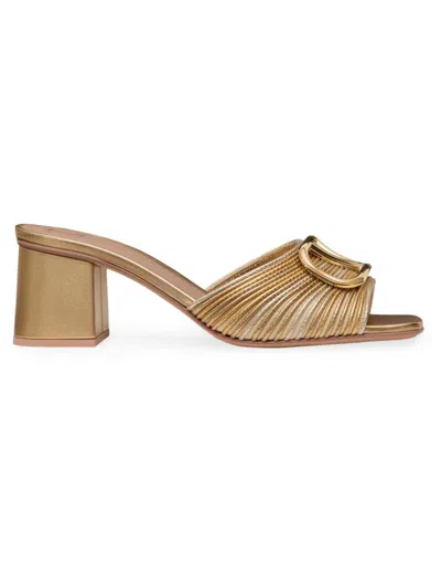Valentino Garavani Women's Metallic Vlogo Signature Slide Sandals 60mm In Gold