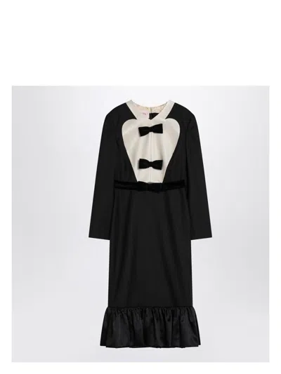 VALENTINO WOMEN'S MIDI WOOL DRESS WITH BOWS