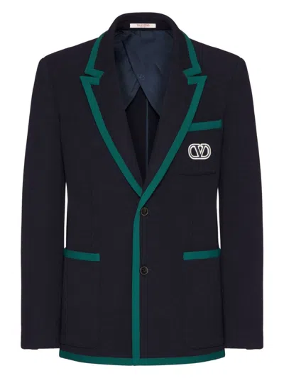 VALENTINO WOMEN'S MIDNIGHT STRETCH COTTON BLEND BLAZER