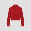 Valentino Drill Caban Jacket Decorative Buttons Pockets In Red