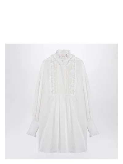 VALENTINO WOMEN'S MINI CHEMISIER DRESS WITH RUFFLES