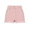 Valentino Knee Length Shorts Frayed Hem Floral Pockets Belt Loops In Pink