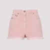 Valentino Knee Length Shorts Frayed Hem Floral Pockets Belt Loops In Nude