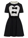 Valentino Double-bow Mini Dress In Wool In Black
