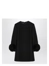 Valentino Black Mini Dress With Rose Appliqué
