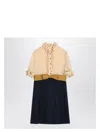 Valentino Womens Provence Blue Betulla Frilled Contrast-texture Silk Mini Dress