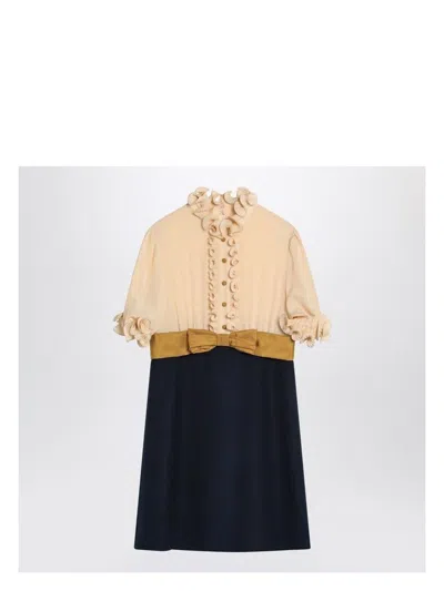 VALENTINO WOMEN'S MINI DRESS WITH RUFFLES AND BOW
