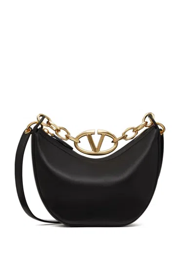 Valentino Garavani Women's Mini Hobo Bag Half Moon Zip Logo Dor In Nero
