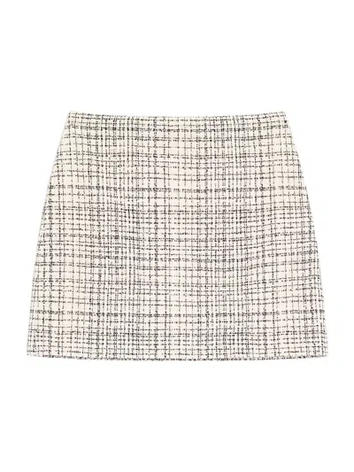 Valentino Checked Cotton-blend Tweed Mini Skirt In Silver