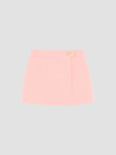 Valentino Women's Mini Skirt In Wool Crepe In Pink