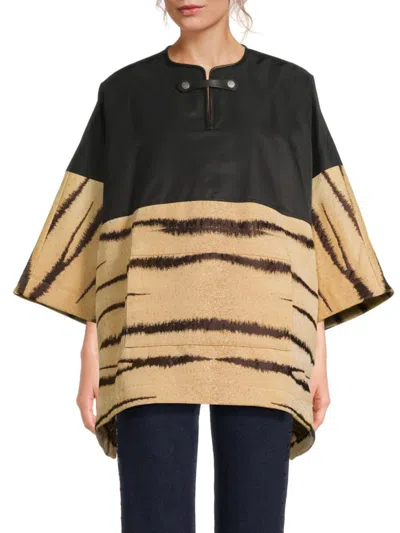 Valentino Women's Mixed Media High-low Down Jacket In Black