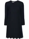 Valentino Scalloped Hem Mini Dress In Navy