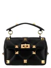 Valentino Garavani Woman Black Nappa Leather Medium Roman Stud Handbag