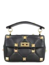 Valentino Roman Stud Medium Quilted Chain Shoulder Bag In Black