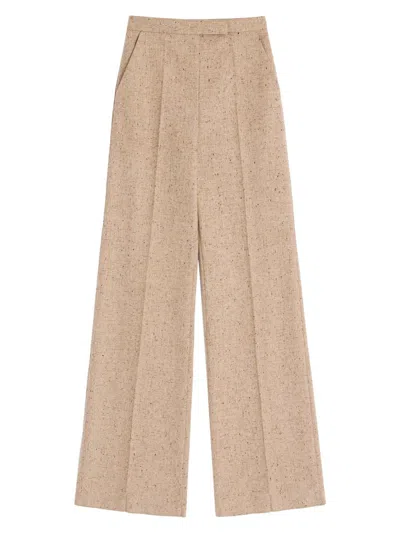 Valentino Natté Buttoned Weave Trousers Woman Ivory/beige 42 In Brown
