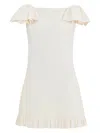 Valentino Ruffled Wool And Silk-blend Crepe Mini Dress In Avorio