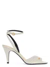 Valentino Ivory Goat Leather Stiletto Sandal With Striped Strap In Ivory