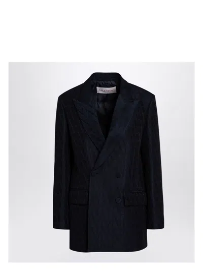 Valentino Women's Navy Double-breasted Jacket Toile Iconographe