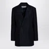 Valentino Garavani Navy Double-breasted Jacket Toile Iconographe In Blue