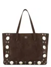 Valentino Suede Shoulder Bag With Maxi Metal Studs