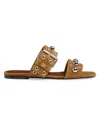Valentino Nellcote Stud-embellished Suede Sliders In Brown