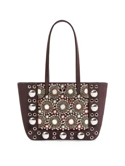 Valentino Garavani Women's Nellcôte Mini Embroidered Shopping Tote Bag In Neutral