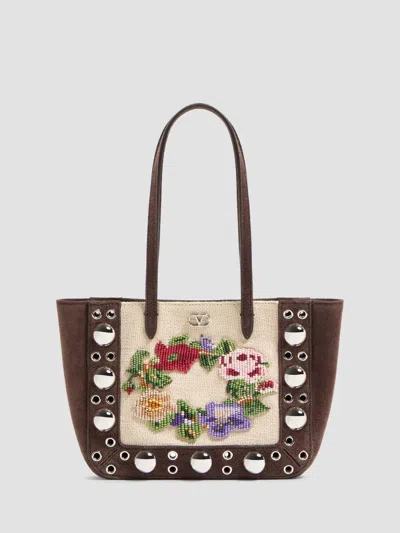 Valentino Garavani Women's Nellcote Mini Embroidered Top Handle Bag In Blue