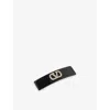 Valentino Black Acetate Vlogo Hair Clip In Nero Crystal Shade
