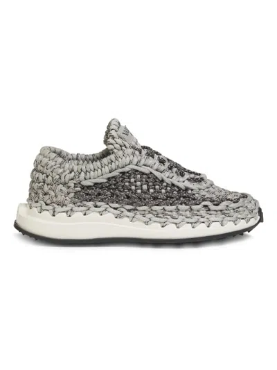 Valentino Garavani Women's Open-knit Low-top Sneakers In Silver