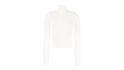 Pre-owned Valentino Women's Openknit Rollneck Top In Neutrals