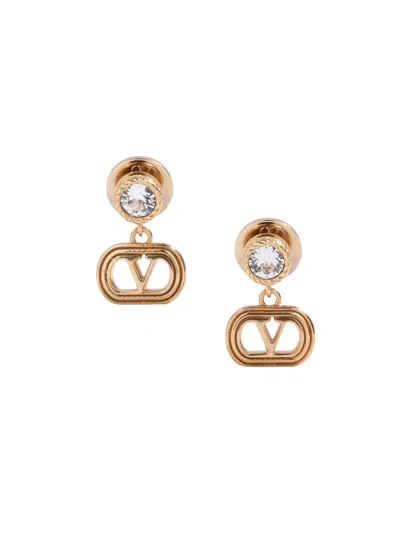 Valentino Garavani Women's Oval Metal Earrings With Swarovski Crystals In Gold