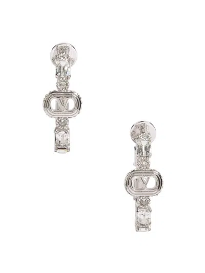 Valentino Garavani Women's Oval Metal Earrings With Swarovski Crystals In Pattern