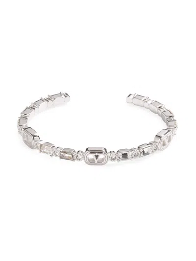 Valentino Garavani Women's Ovalette Cuff Bracelet In Metal With Swarovski Crystals In Pink