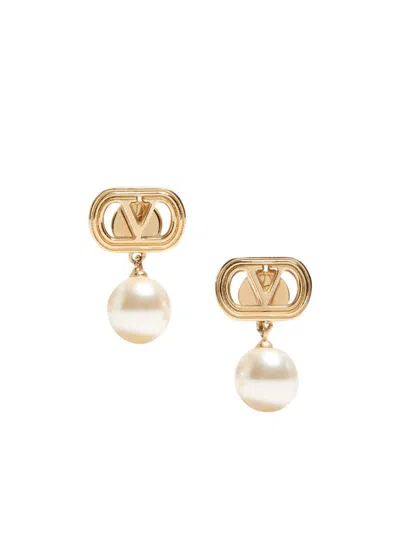 Valentino Garavani Women's Ovalette Metal Earrings With Swarovski Pearls In Metallic