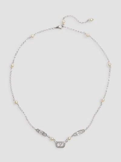 Valentino Garavani Vlogo Necklace In Metallic