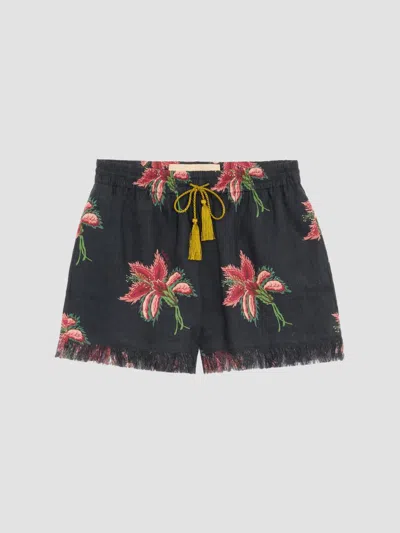 Valentino Women's Papier Floral Linen Shorts In Multi