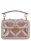 Valentino Pastel Pink Polymeric Material And Leather Medium Roman Stud Handbag
