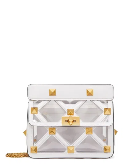 VALENTINO GARAVANI WOMEN'S PASTEL POLYMERIC MATERIAL AND LEATHER MEDIUM ROMAN STUD HANDBAG