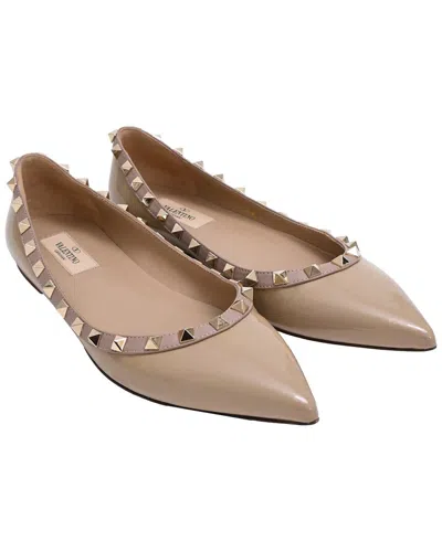 Pre-owned Valentino Garavani Valentino Women's Patent Calf Leather Rockstud Ballet Flat (authentic Pre-  Loved)