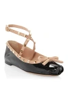Valentino Women's Patent Rockstud Ballerina Flats In Black/rose