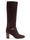 Valentino Pattie 75 Suede Knee-high Boot In Brown
